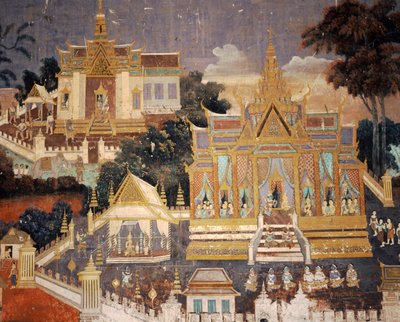 Mural Painting of Royal Palace, Phnom Penh, Cambodia, inside the Silver Pagoda by Unknown